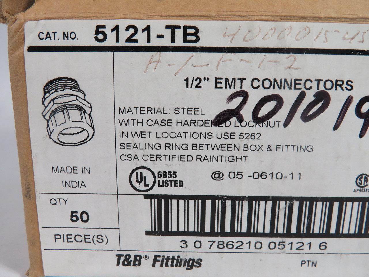 Thomas & Betts 5121-TB EMT Connector 1/2" Lot of 37 NEW