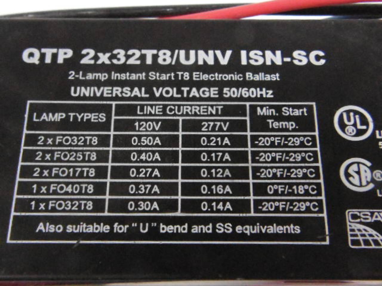 Sylvania QTP2X32T8/UNVISN-SC Electronic Ballast 120/277V 50/60Hz ! NOP !