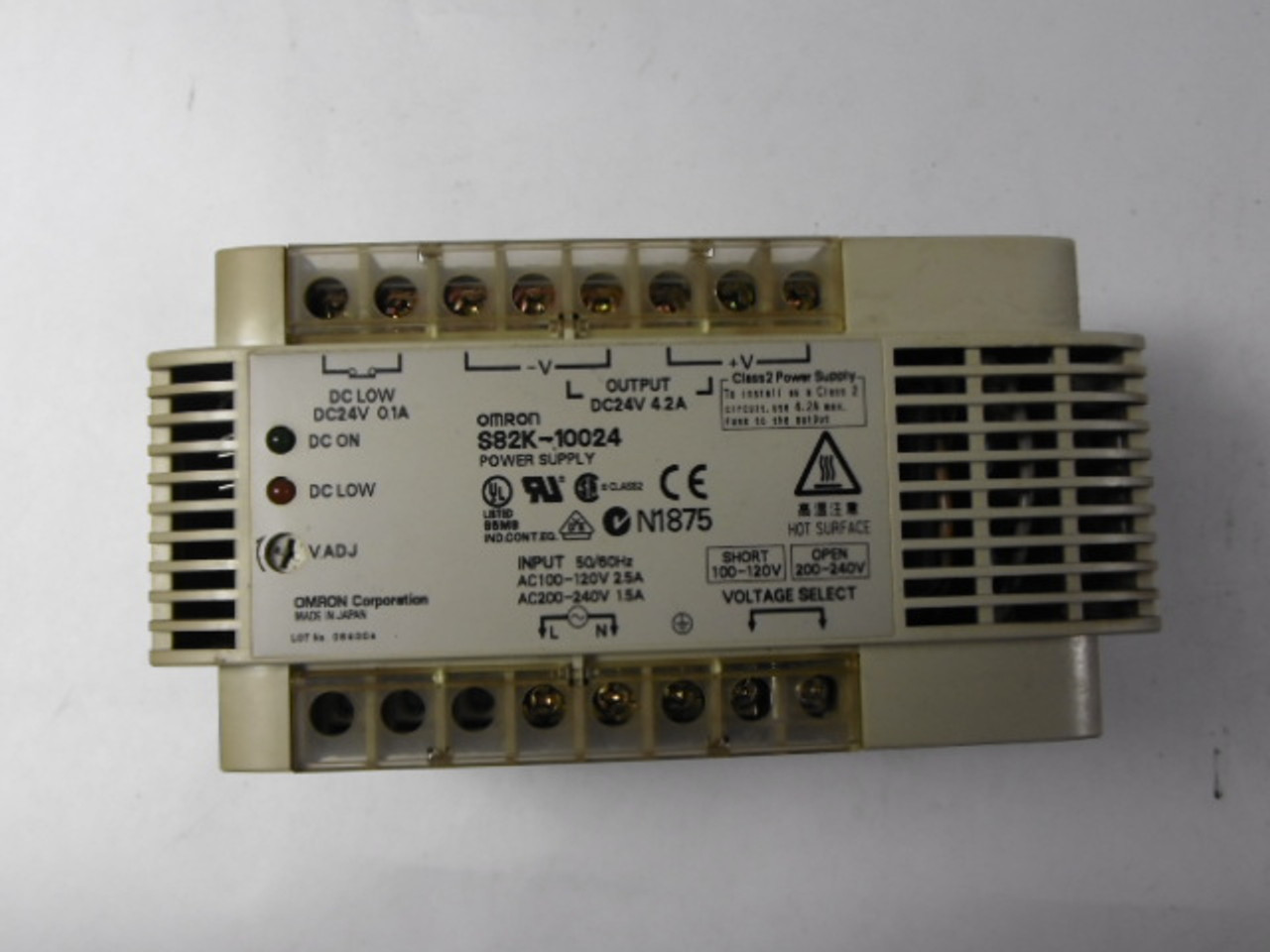 Omron S82K-10024 Power Supply 24VDC 4.2A Missing Screws w/ DC Low USED
