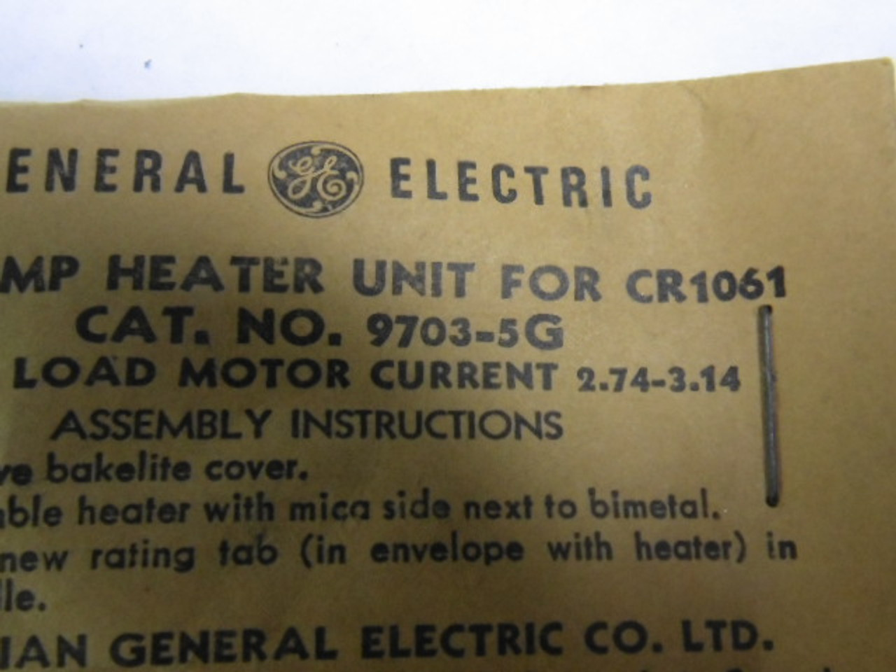 General Electric 9703-5G Overload Thermal Heater Unit 3.5A ! NWB !