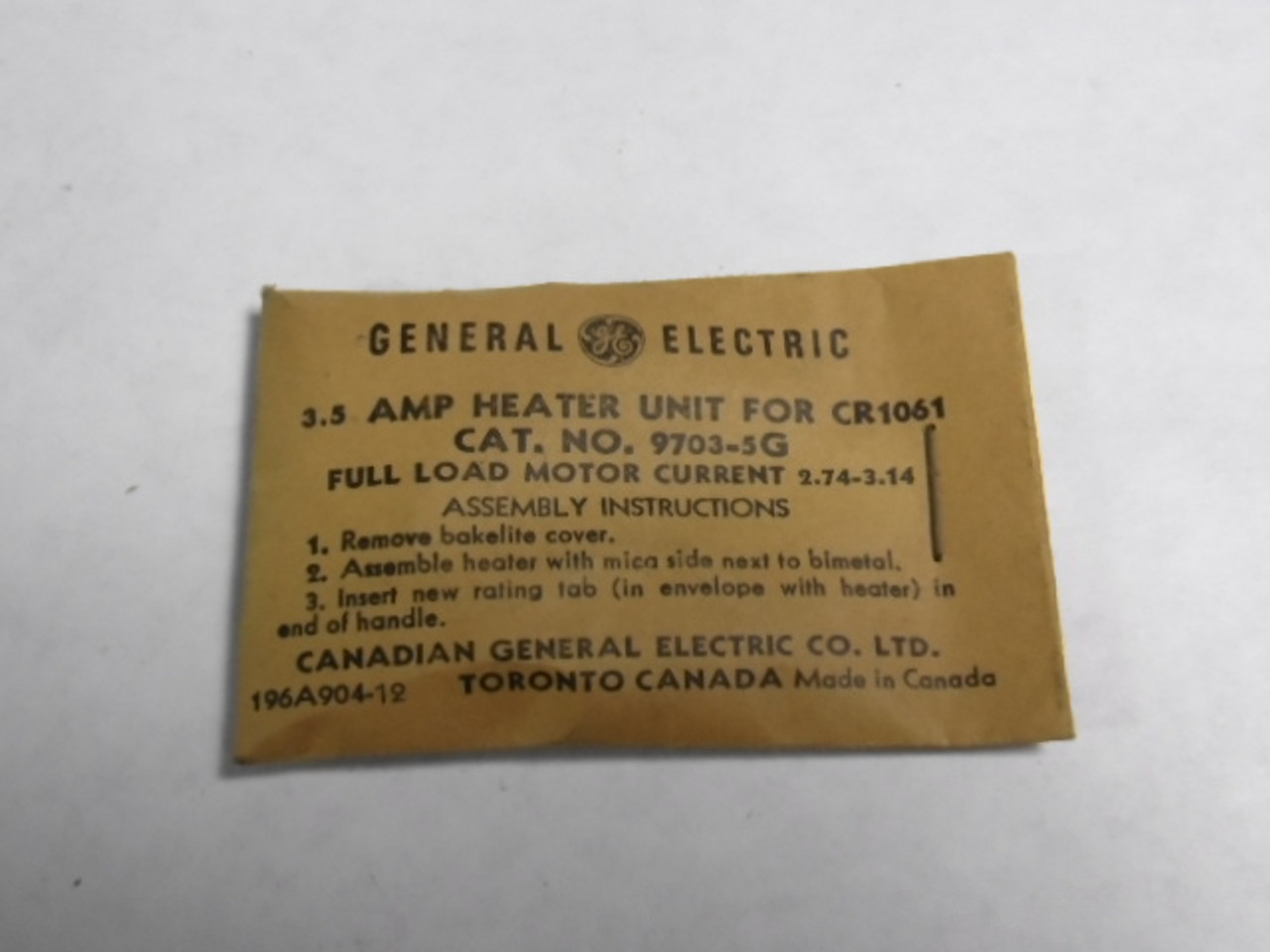 General Electric 9703-5G Overload Thermal Heater Unit 3.5A ! NWB !