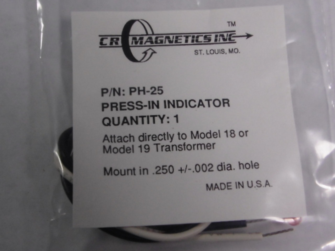 CR Magnetics PH-25 Panel Indicator Light Press-In NWB