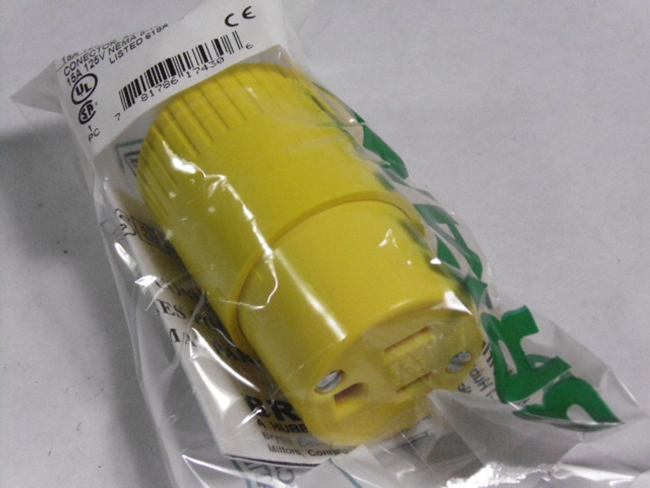 Bryant 5969BY Straight Blade Connector Yellow 15A 125V ! NWB !