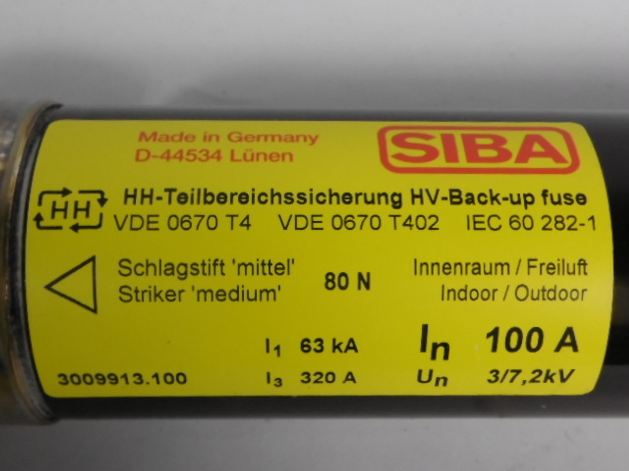 Siba 3009913.100 High-Voltage Fuse-Link 100A 7.2kV DMG BOX ! NEW !