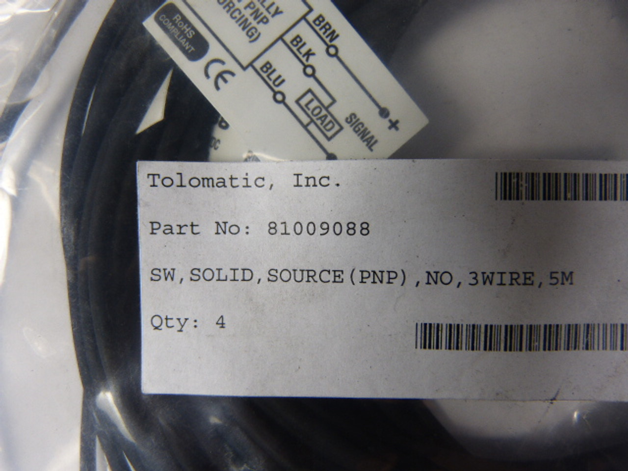 Tolomatic 81009088 Solid State Sensor 10-30VDC 100mA PNP NO 5m Leads 4-Pack NWB