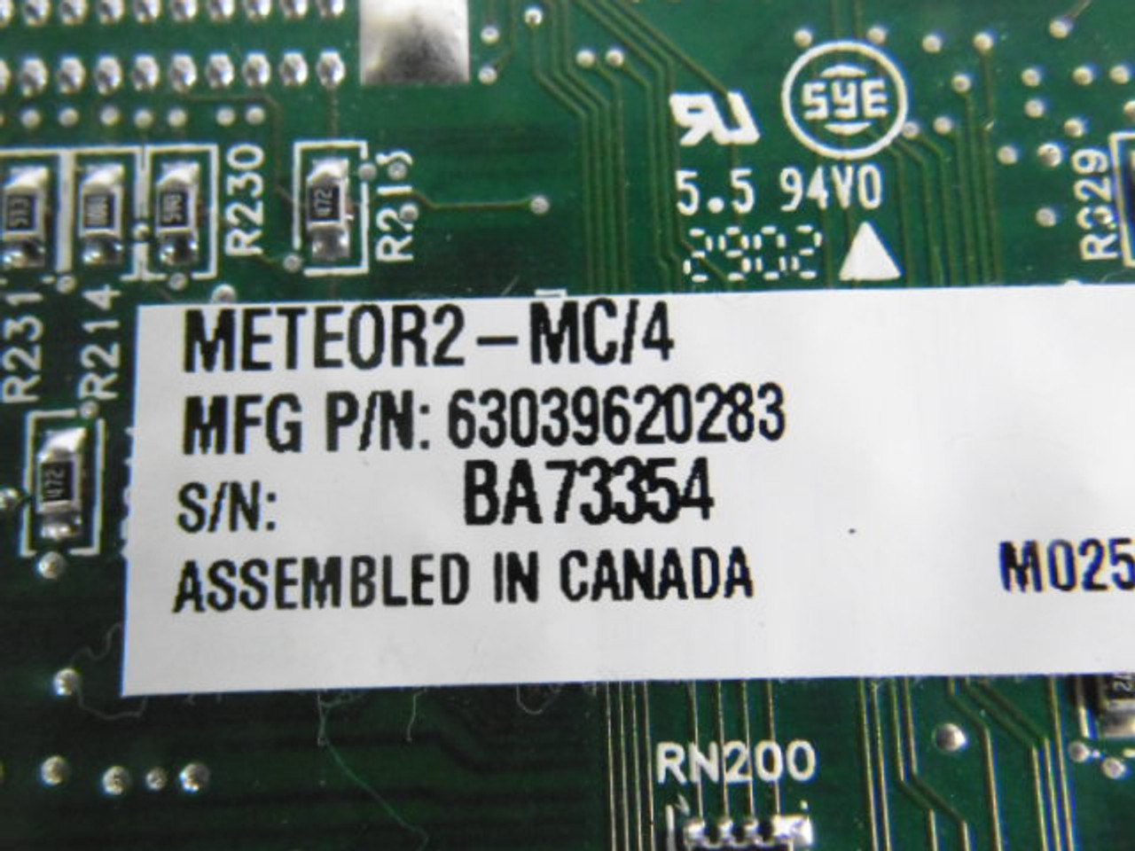 Matrox METEOR2/4 Frame Grabber For Standard Analog Monochrome/Color USED