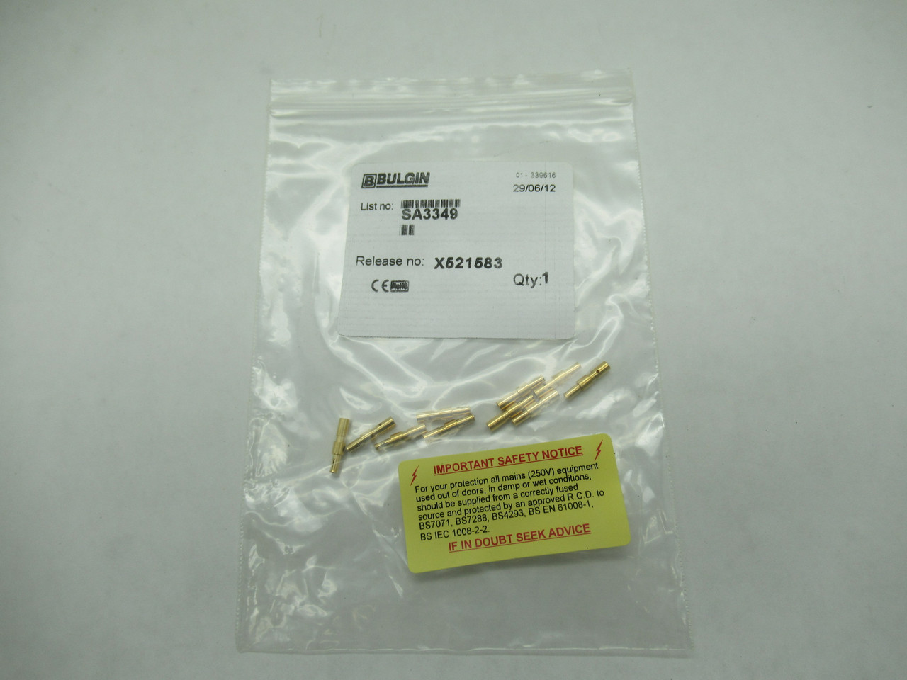 Bulgin SA3349 Crimp Socket for Connector Body 100-Pack of 10-Pc Bags BOX DMG NEW