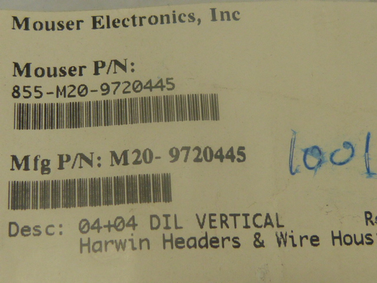 Harwin M20-9720445 8 Pos Header Unshrouded Connector 0.100Inch Pkg of 10 NOP