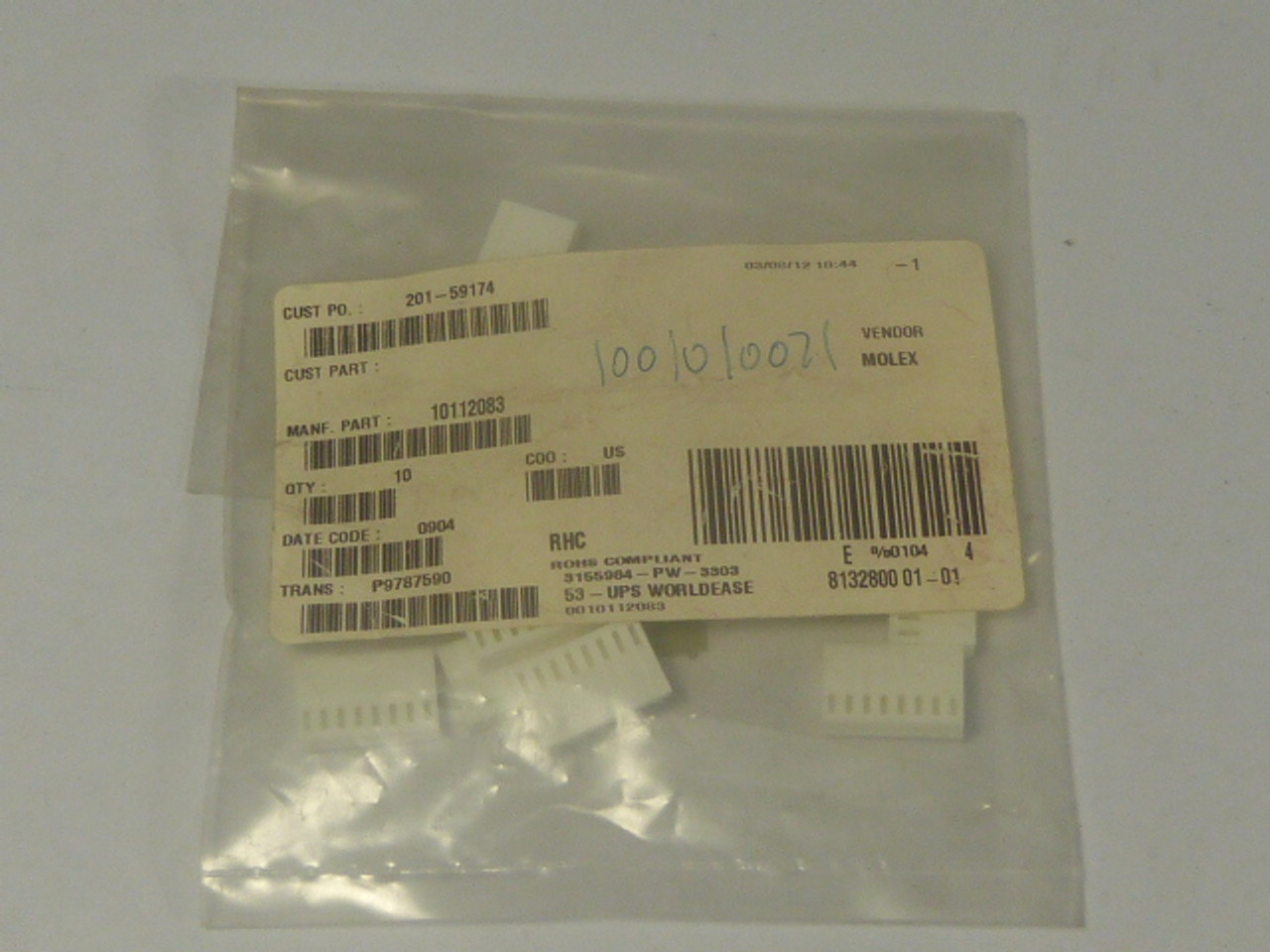 Molex 10-11-2083 Connector Receptacle 8 Pos. 2.54mm Crimp Pkg. of 10 NOP