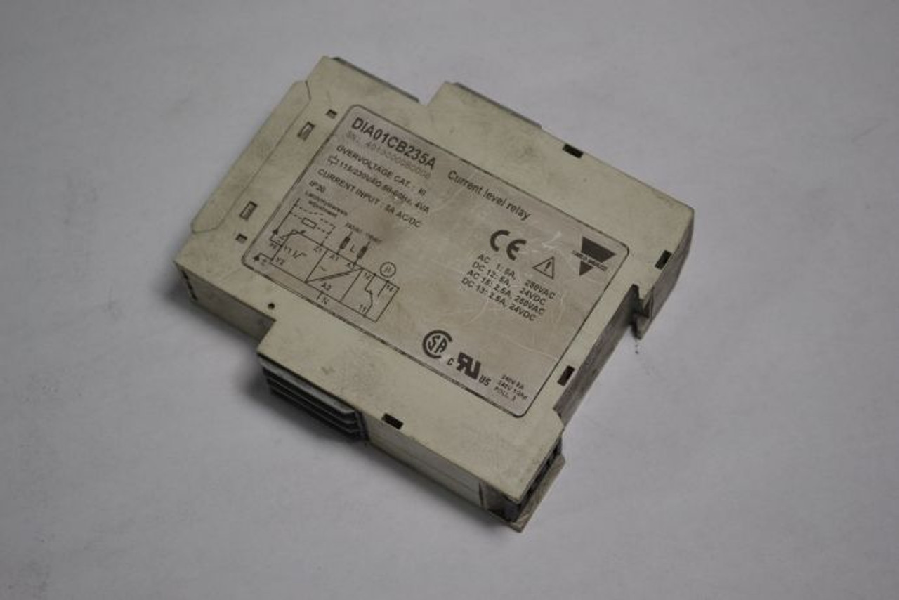 Carlo Gavazzi DIA01CB235A Current Level Relay 5A 24VDC 50/60Hz USED