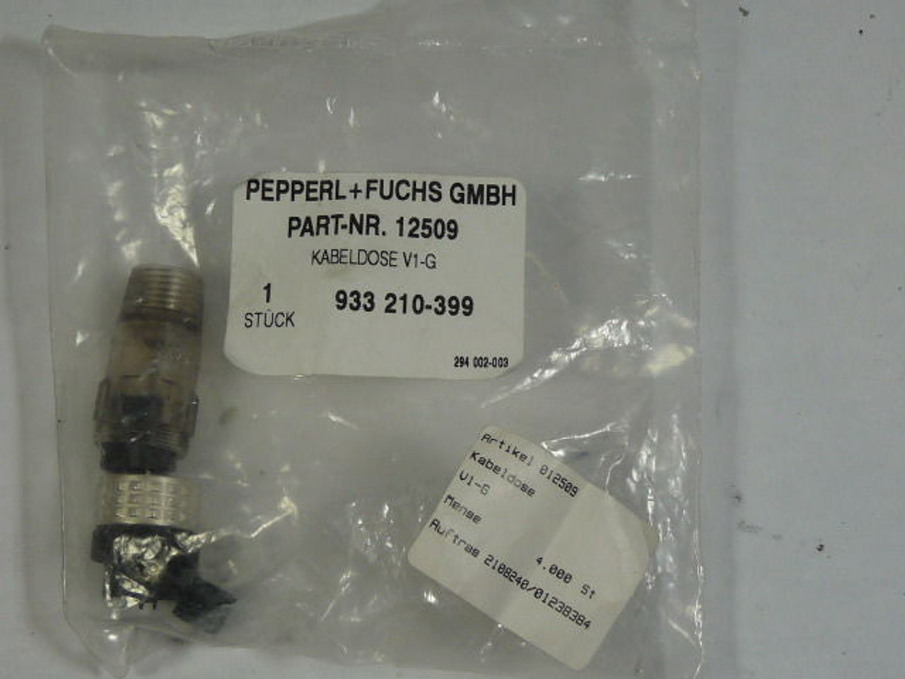 Pepperl+Fuchs 12509 Cable Connector NEW