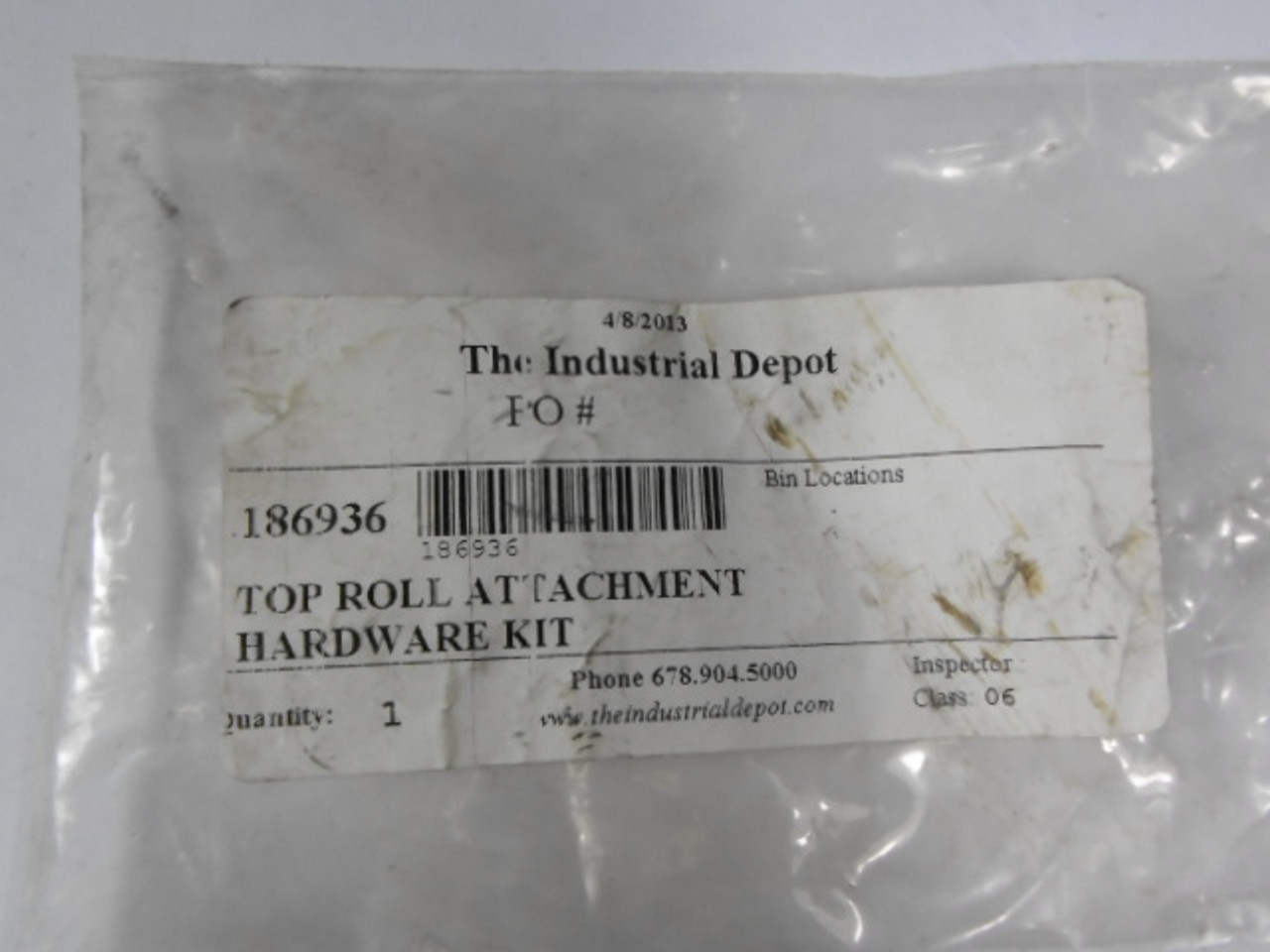 Industrial Depot 168936 Hardware Kit Top Roll Attachment NWB