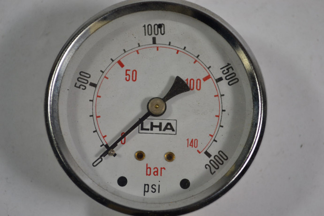 LHA 0-2000 Liquid-Filled Pressure Gauge 0-2000psi 0-140bar USED