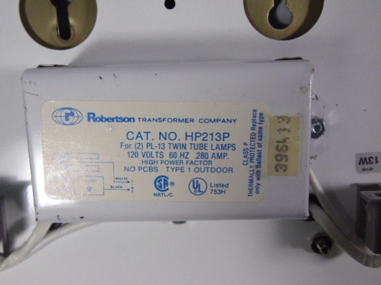 Robertson Transformer HP213P PL-13 Twin Tube Ceiling Lamp 120V USED