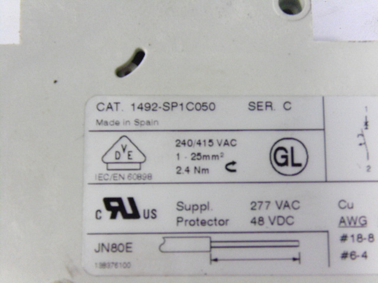Allen-Bradley 1492-SP1C050 Supplementary Protector 5.0 A USED