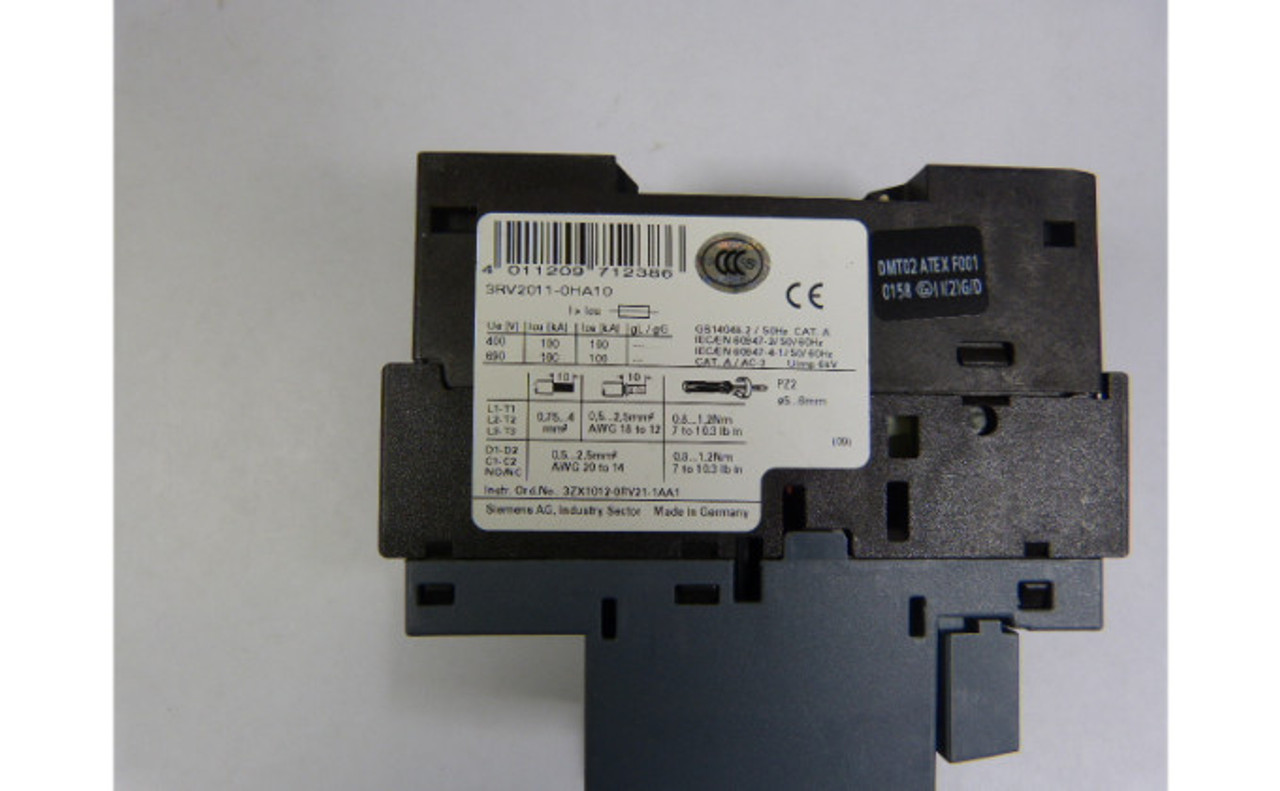 Siemens 3RV2011-0HA10 Breaker Switch 0.55A-0.8A USED