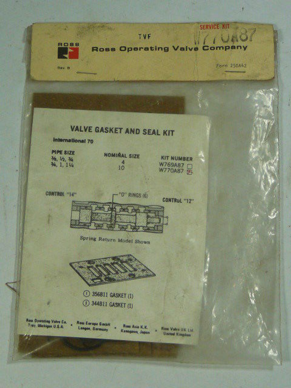 Ross W770A87 T8 Gasket & Seal Kit 70S ! NEW !