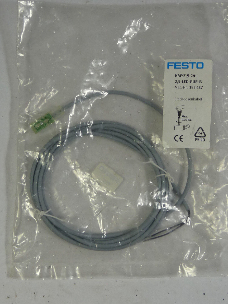 Festo KMVZ-9-24-2.5-LED-B Cable Assembly Input 6ft ! NEW !