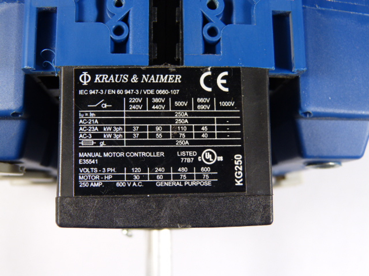Kraus & Naimer KG250 Rotary Disconnect Switch 250A 3-Pole USED