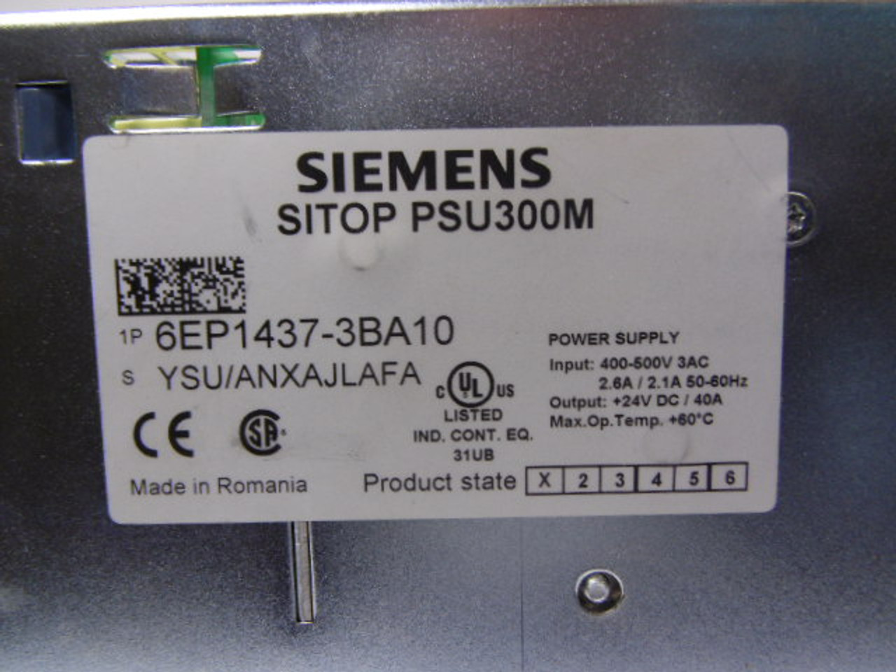Siemens 6EP1-437-3BA10 Power Supply 40AMP 3PH 400-500VAC 50/60HZ 24VDC USED