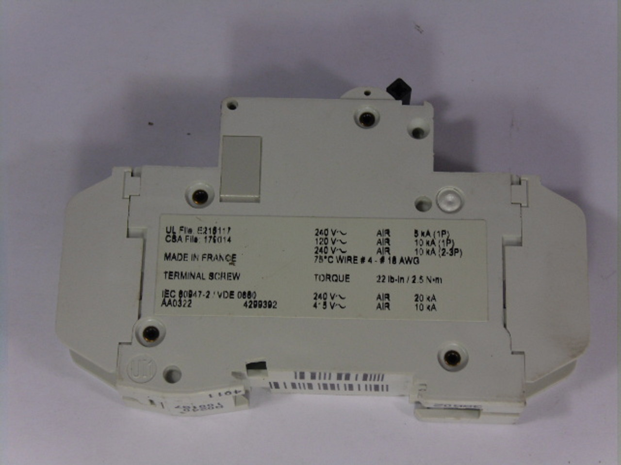 Merlin Gerin 60126 C60N Miniature Circuit Breaker Type D 8A 240V 1-Pole USED