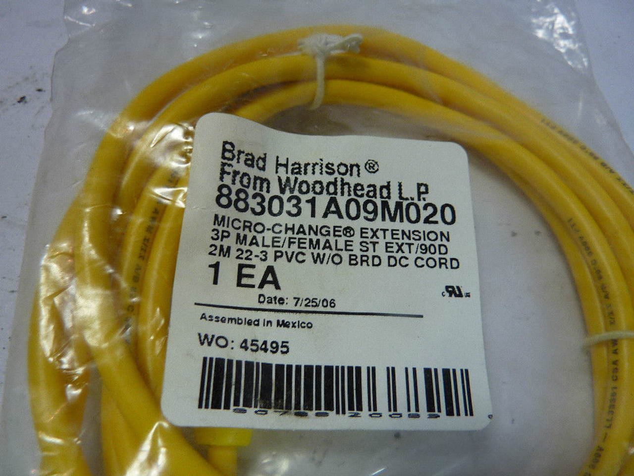 Brad Harrison 883031A09M020 Mini Cordset 2M 3P ! NEW !