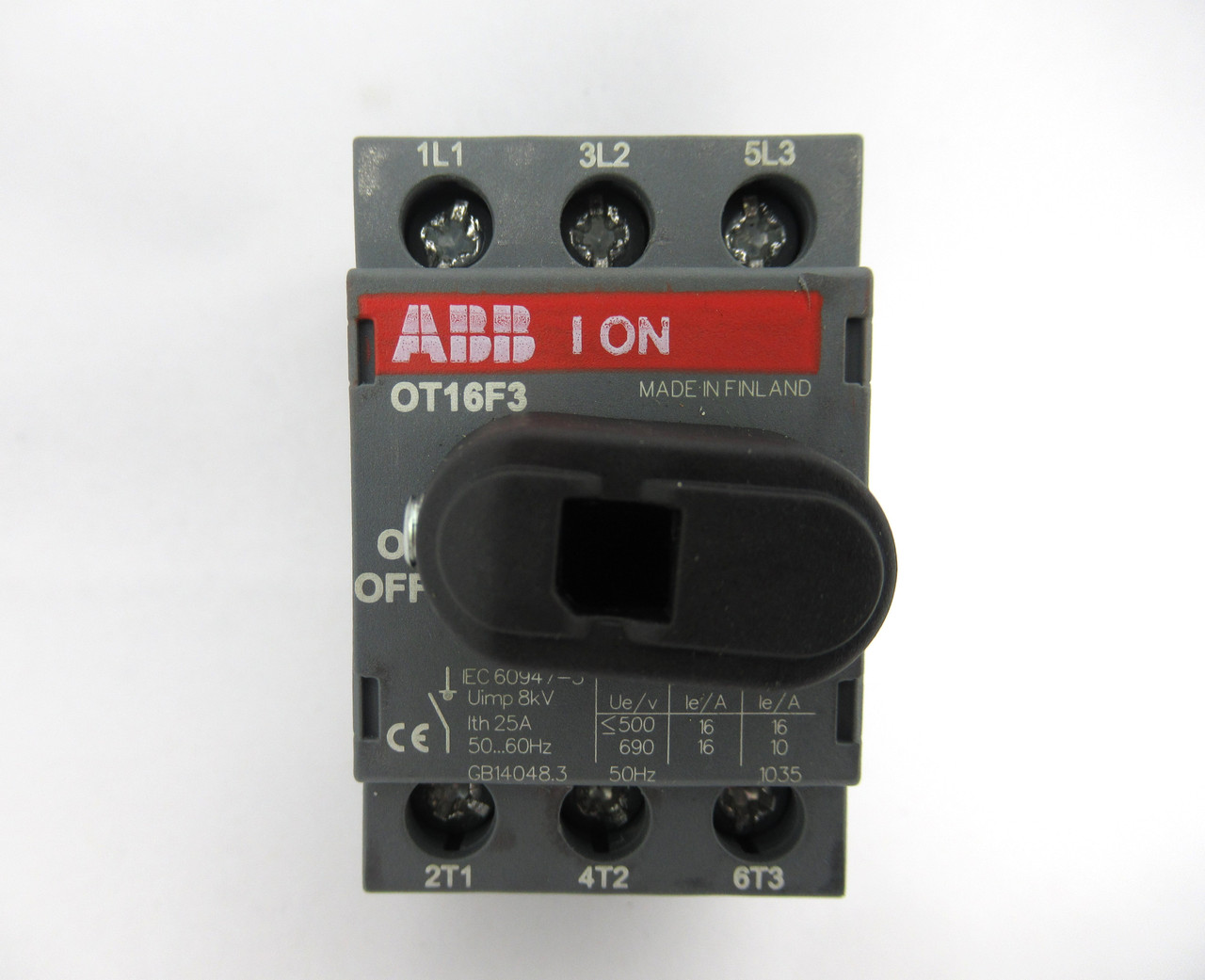 ABB OT16F3 Disconnect Switch 20AMP 3-Pole 600VAC USED