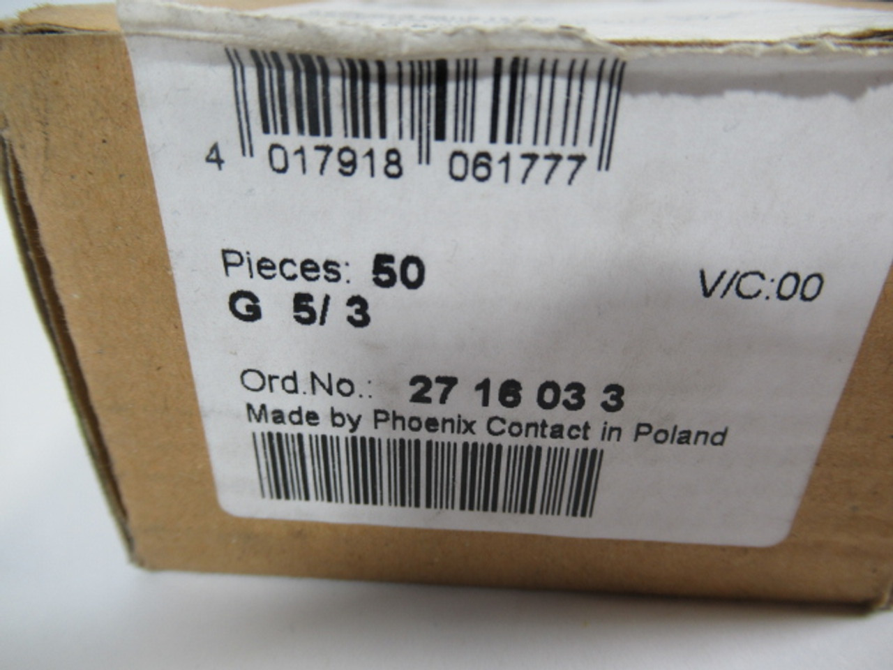 Phoenix Contact 2716033 G5/3 Gray Device Terminal Block 50-Pack ! NEW !