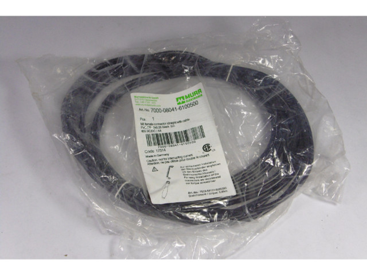 Murrelektronik 7000-08041-6100500 M8 Female 90-deg With Cable ! NWB !