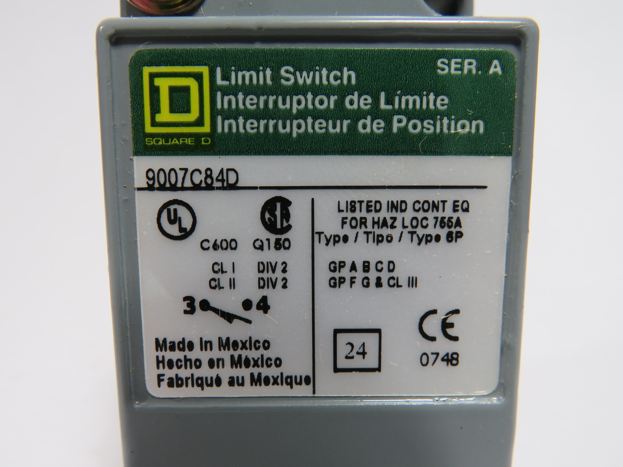 Square D 9007-C84D Series A Limit Switch 600VAC NEW