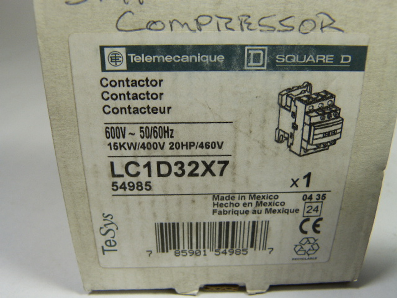 Telemecanique LC1D32X7 COntactor 600 Vac 32 Amp ! NEW !