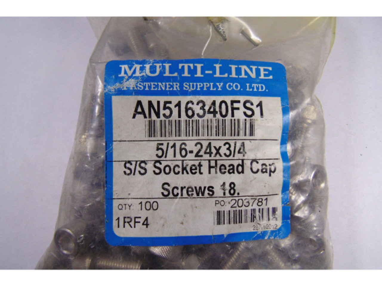 Multiline AN516340FS1 5/16-24X3/4 S/S Socket Head Cap Screws 92-pk ! NWB !