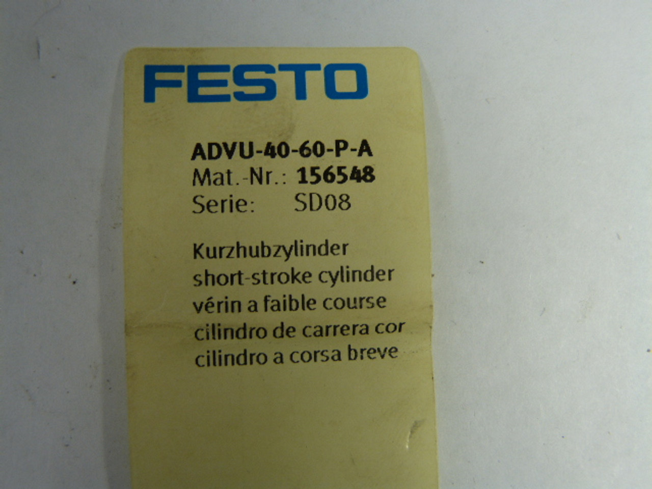 Festo ADVU-40-60-P-A Pneumatic Cylinder 40mm Bore 60mm Stroke ! NEW !