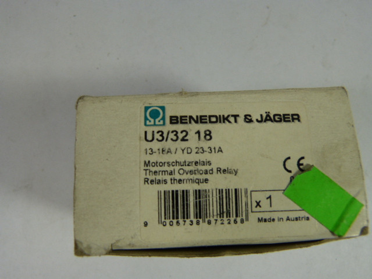 Benedikt & Jager U3/32-18 Overload Relay 690V 13-18A USED