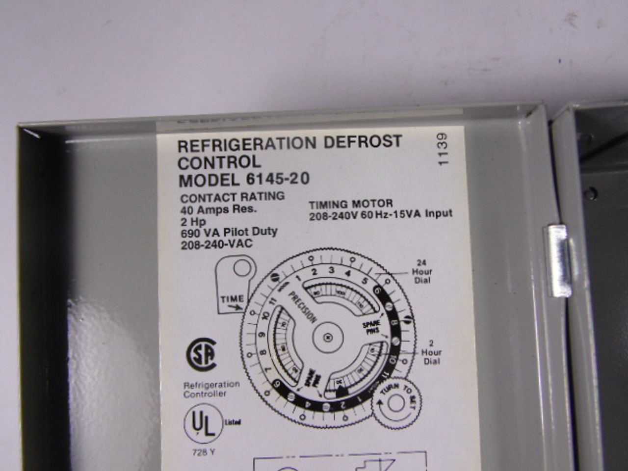 Precision 6145-20 Defrost Control Steel Enclosure-Missing Control Timer USED