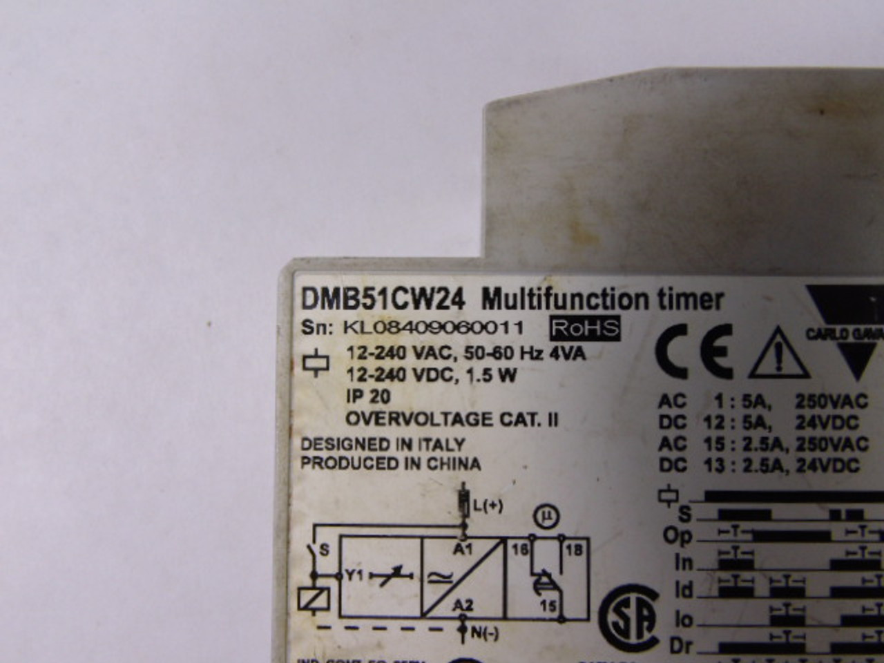 Carlo Gavazzi DMB51CW24 Electromechanical Multifunction Timer USED