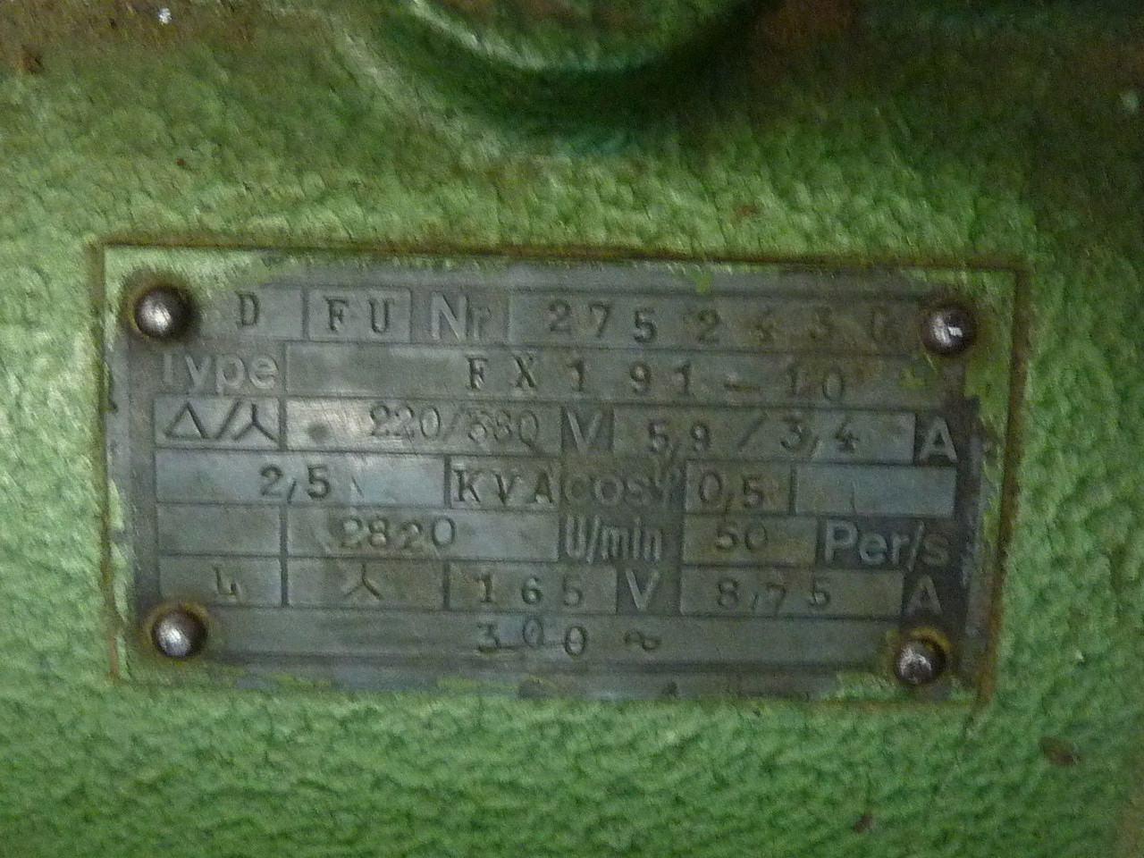Generic Frequency Changer FX191-10 2.5kVa 2820RPM 220/380V 5.9/3.4A USED