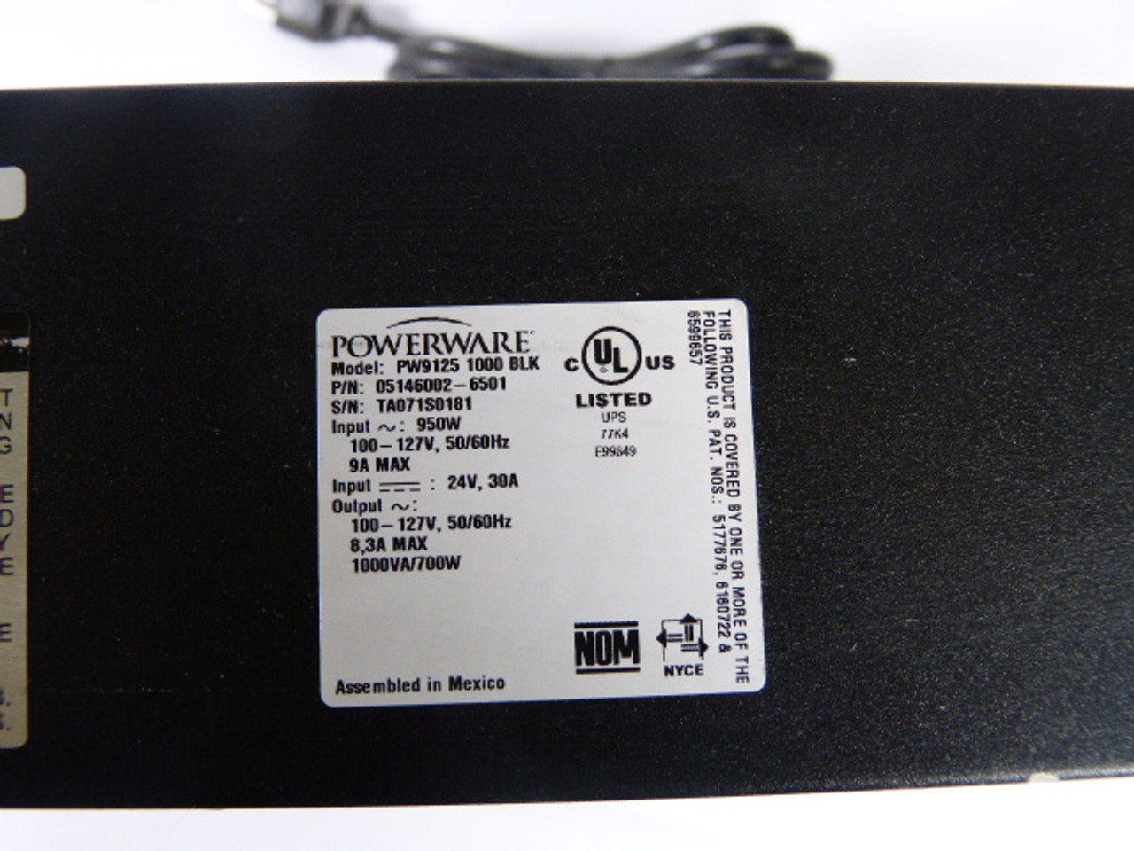 Powerware PW9125-1000 Power Supply 1000VA Black USED