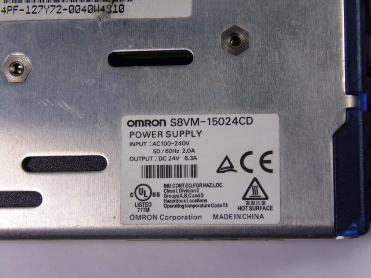 Omron S8VM-15024CD Power Supply Input-50/60Hz 2.0A Output-24V 6.3A USED
