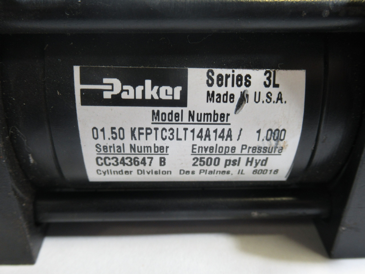 Parker 01.50-KFPTC3LT14A14A-1.000 Pneumatic Cylinder 1.5" Bore 1" Stroke USED