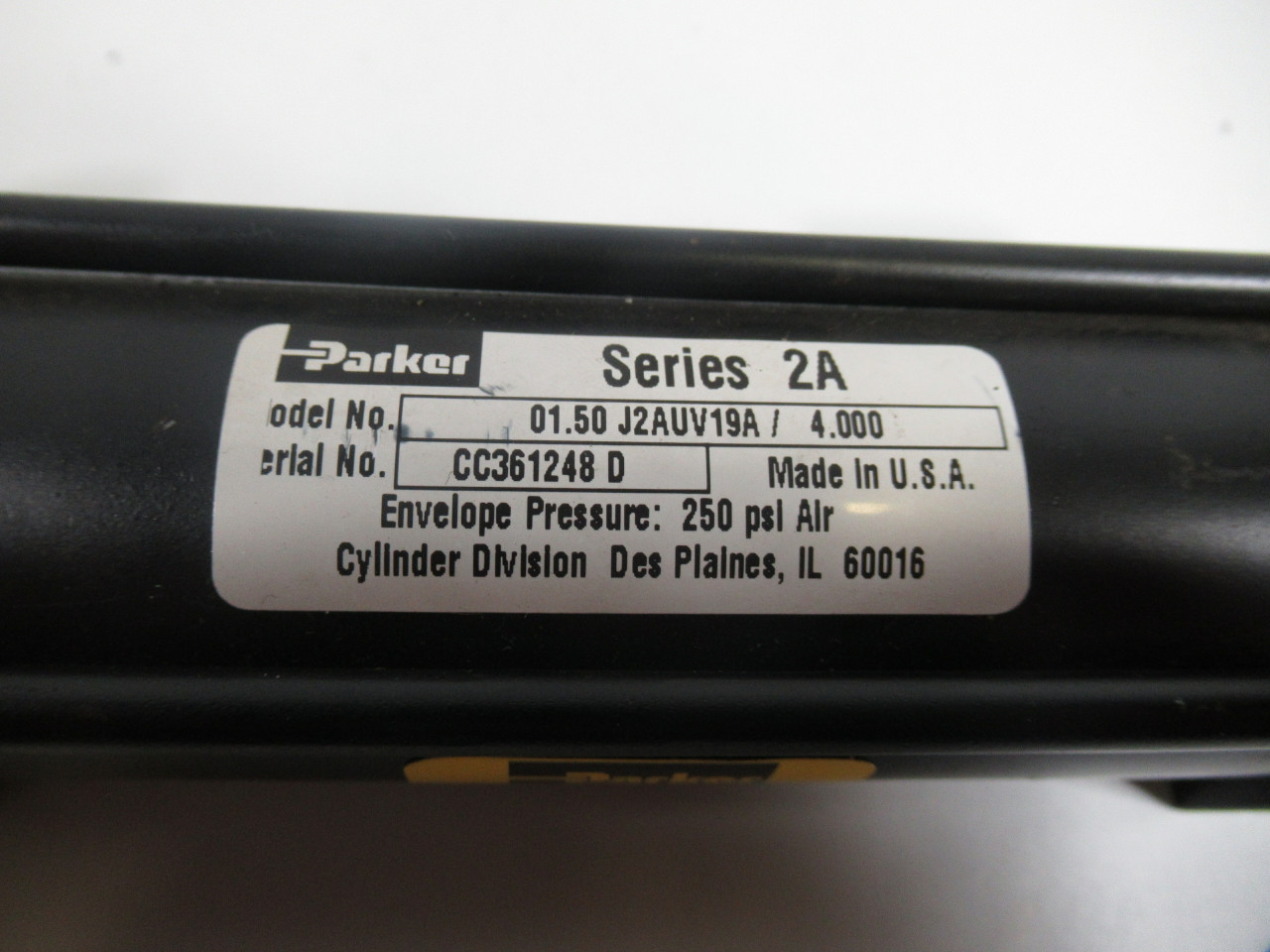 Parker 01.50-J2AUV19A-4.000 Pneumatic Cylinder 1.5" Bore 4" Stroke USED