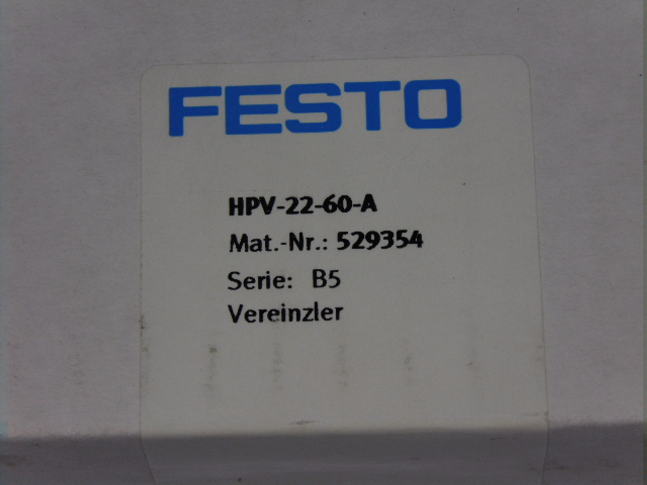 Festo HPV-22-60-A Feed Separator ! NEW !
