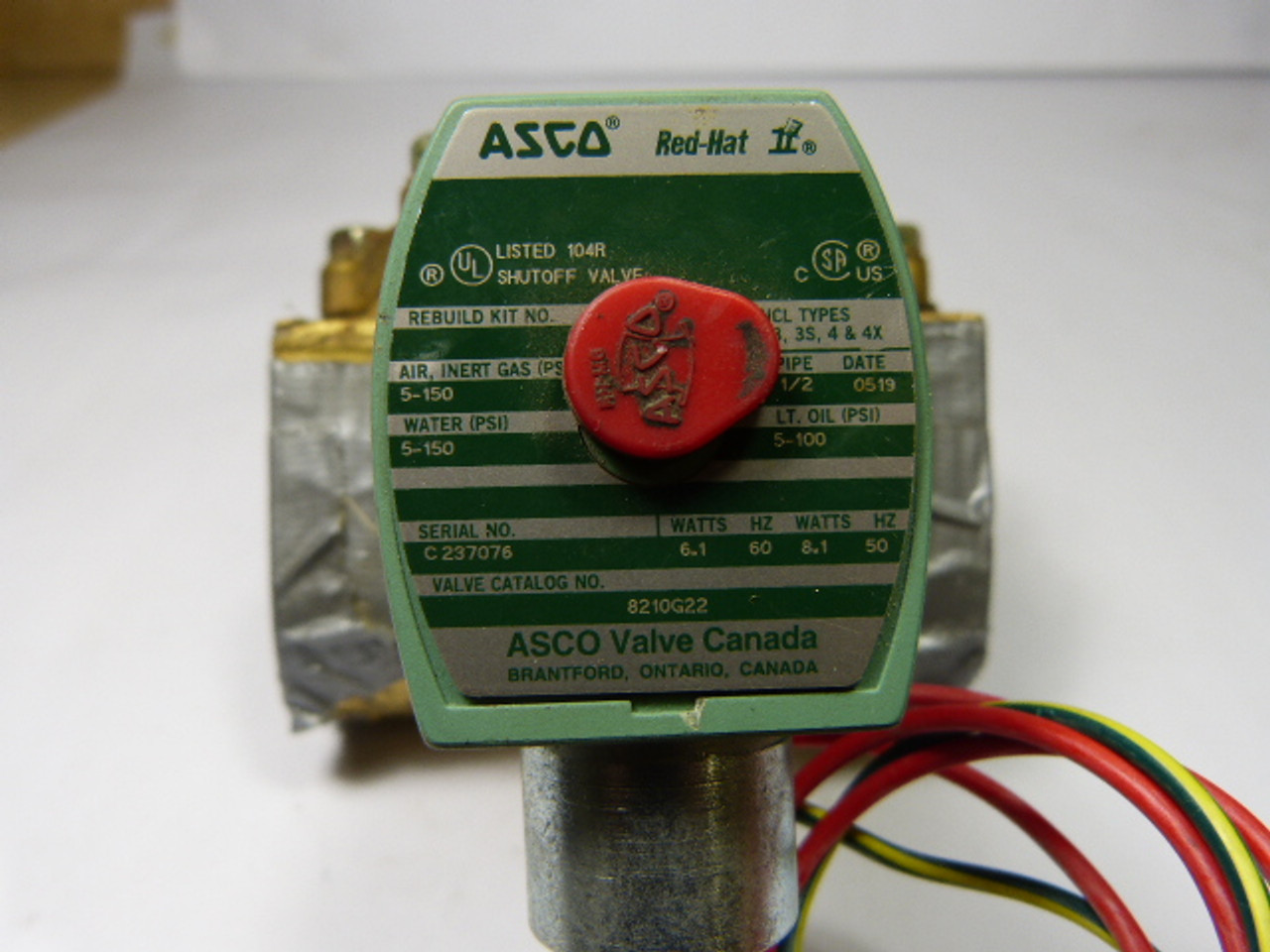 Asco 8210-G22-120 Solenoid Valve 1-1/2 Inch 120 VAC Assembly USED