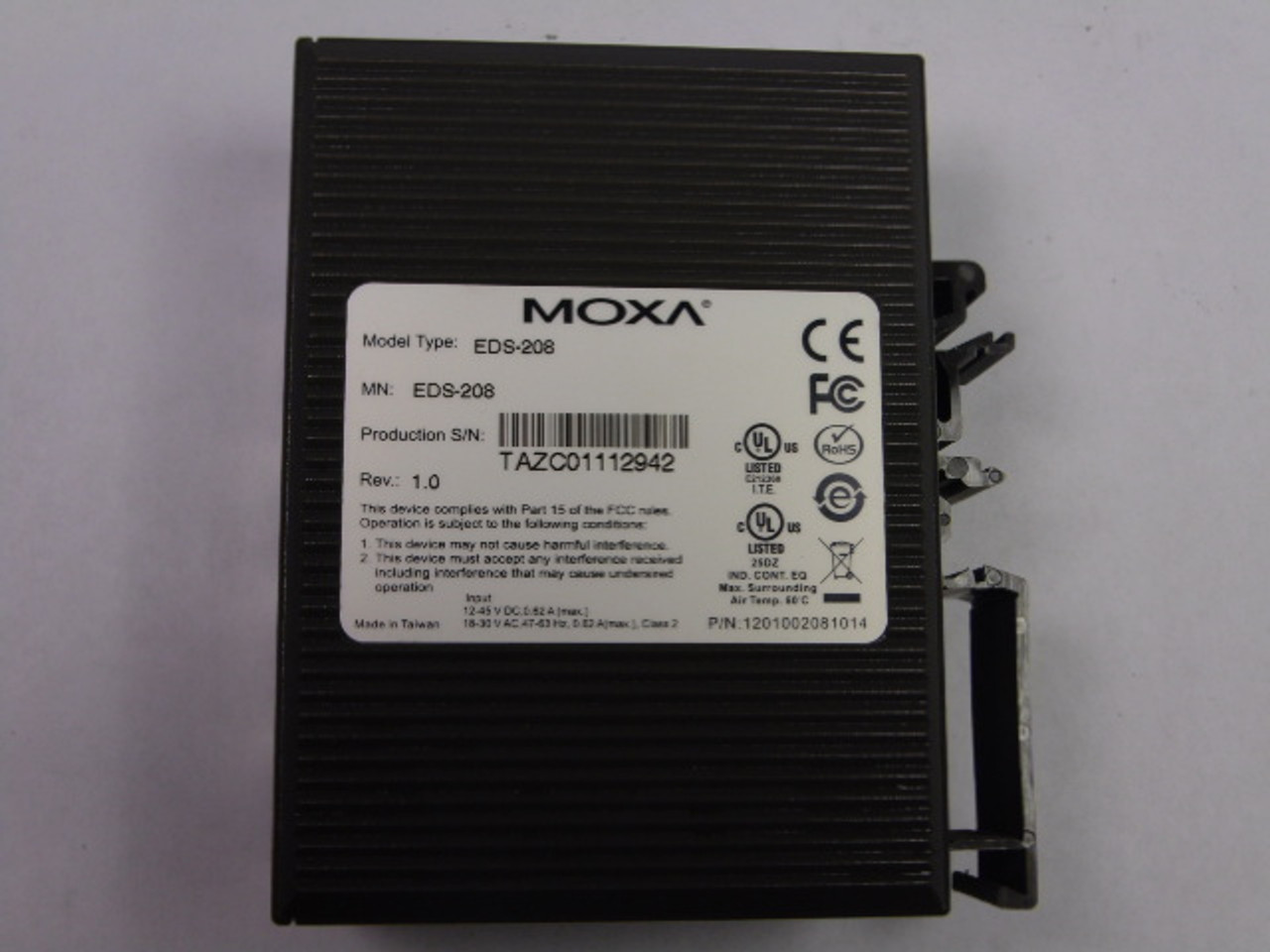 Moxa EDS-208 Unmanaged Ethernet Switch 8-Port Entry Level USED
