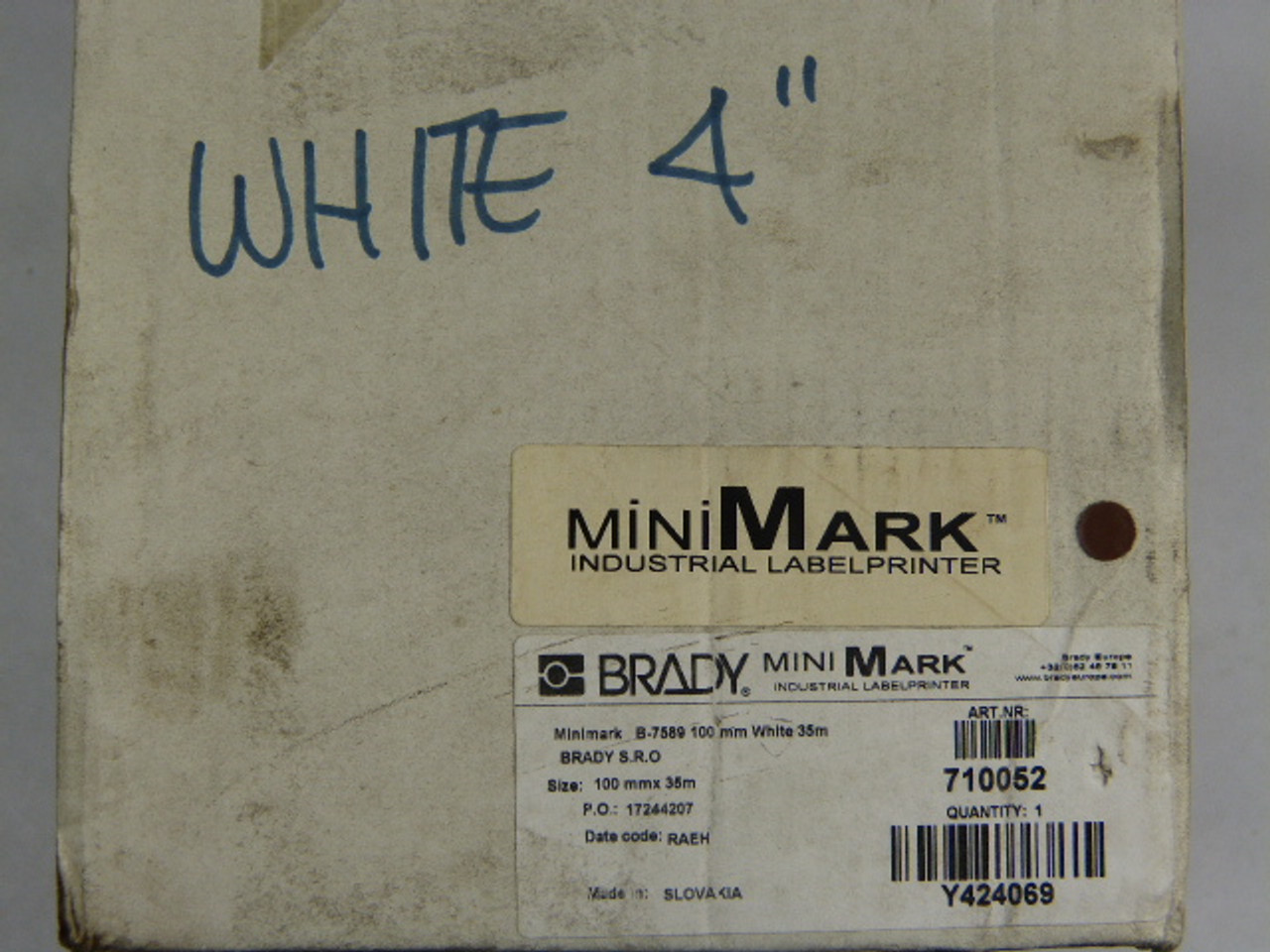 Brady Minimark 710052 White Adhesive Label 110MMX35M B-7589 ! NEW !