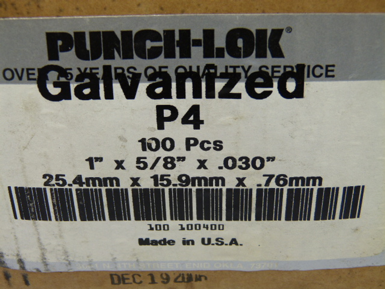 Punch-Lok P4 Galvanized Steel Clamps 1" x 5/8" x 0.030" 100-Pack ! NEW !