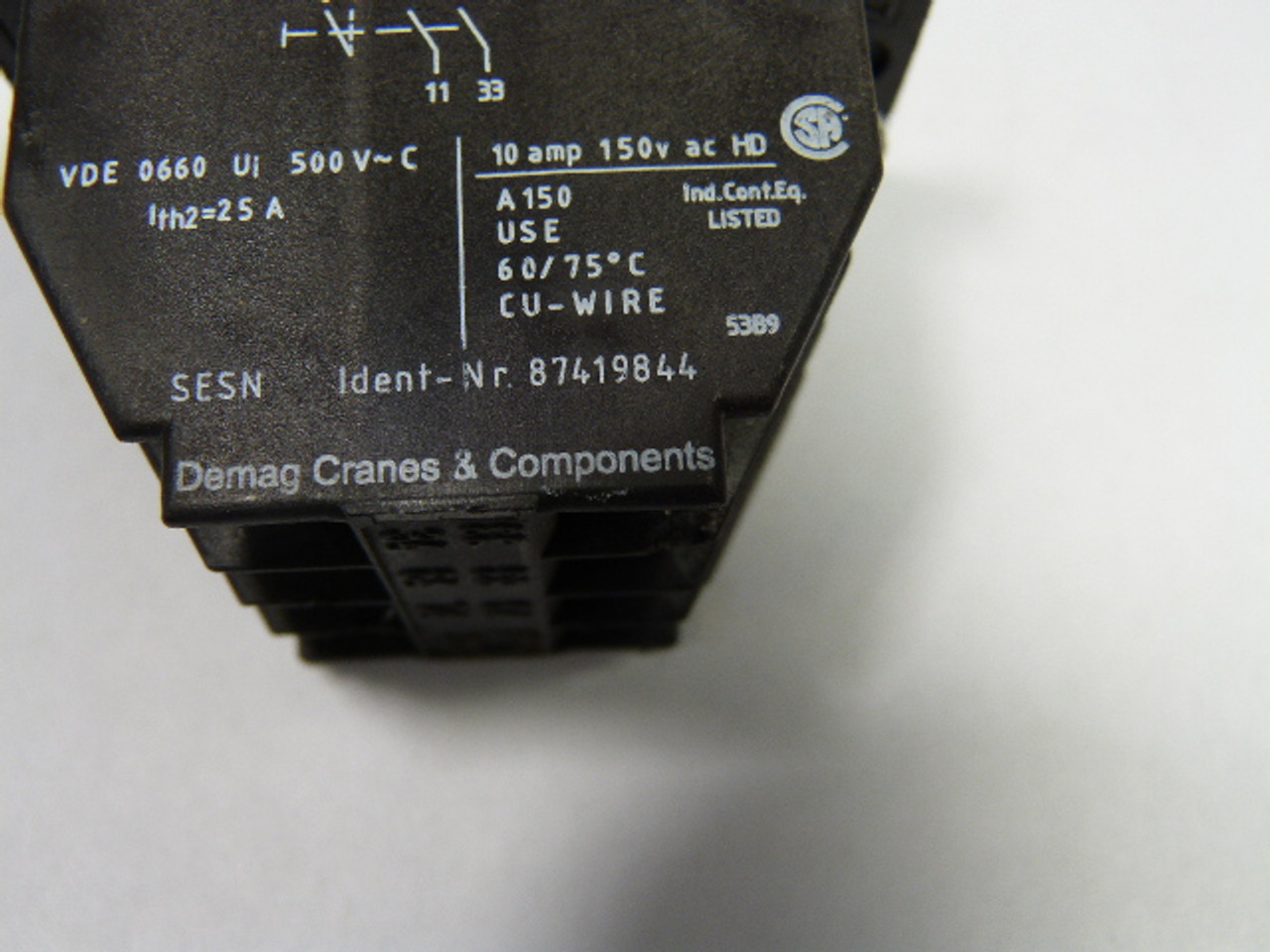 Mannesmann Demag 87419844 Contact Block 10 Amp 150 Volts USED