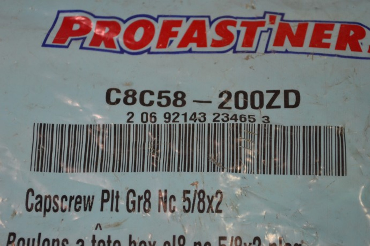Profast'ners C8C58-200ZD Capscrew 5/8x2 Plated 5-Pack ! NWB !