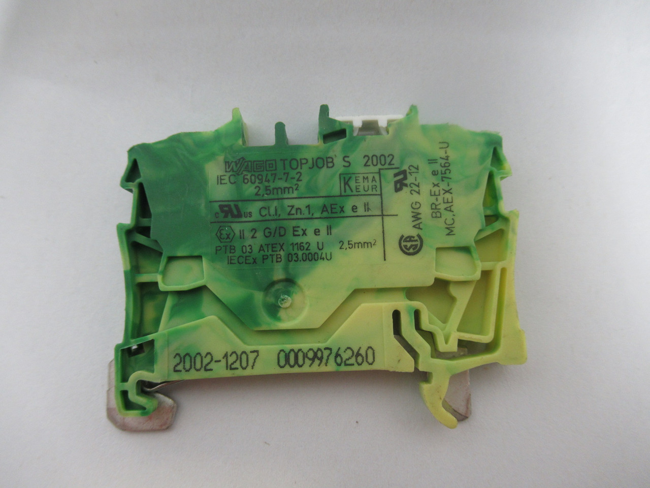 Wago 2002-1207 Green/Yellow Terminal Block 24Amp Lot of 20 USED