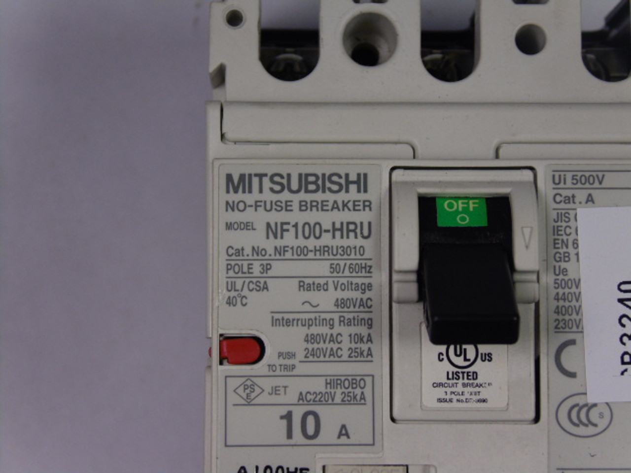 Mitsubishi NF100-HRU3010 No-Fuse Breaker USED